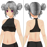 Round twin tail hair set